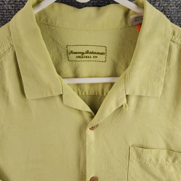 Tommy Bahama Original Fit Large Green Hawaiian Floral 100% Silk Button Up Shirt - Picture 1 of 16